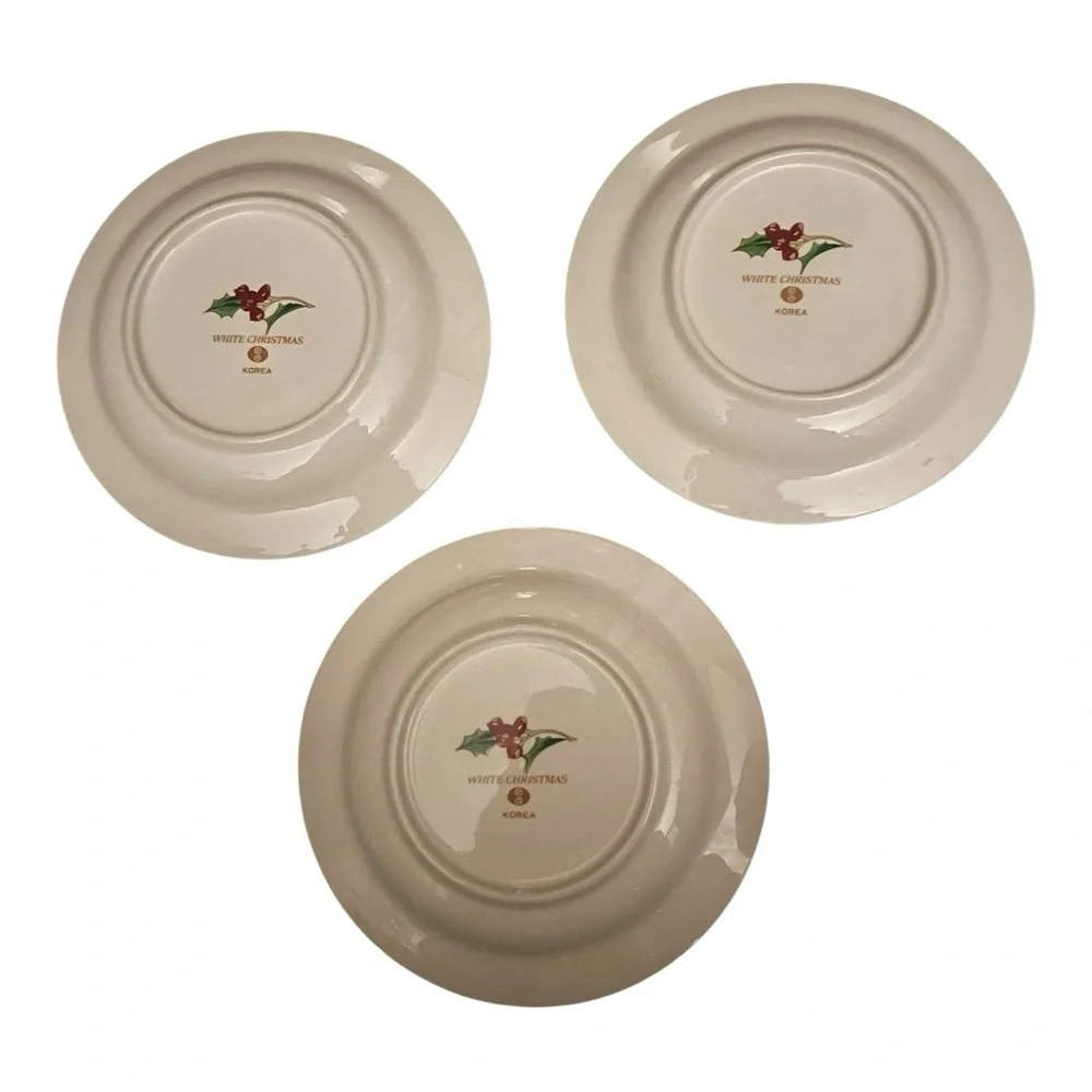 Sango White Christmas Footed Cup & Saucer Set of 3 - Picture 3 of 3